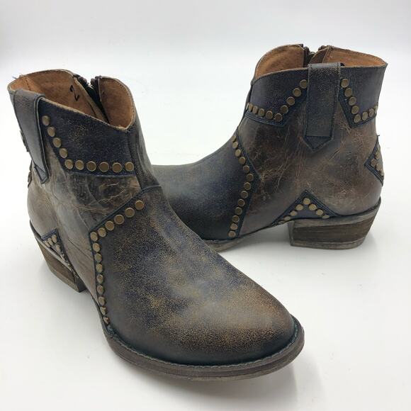 Circle G by Corral Star Inlay Studded Leather Ankle Boots Multicolor Size 7 M - Picture 6 of 10